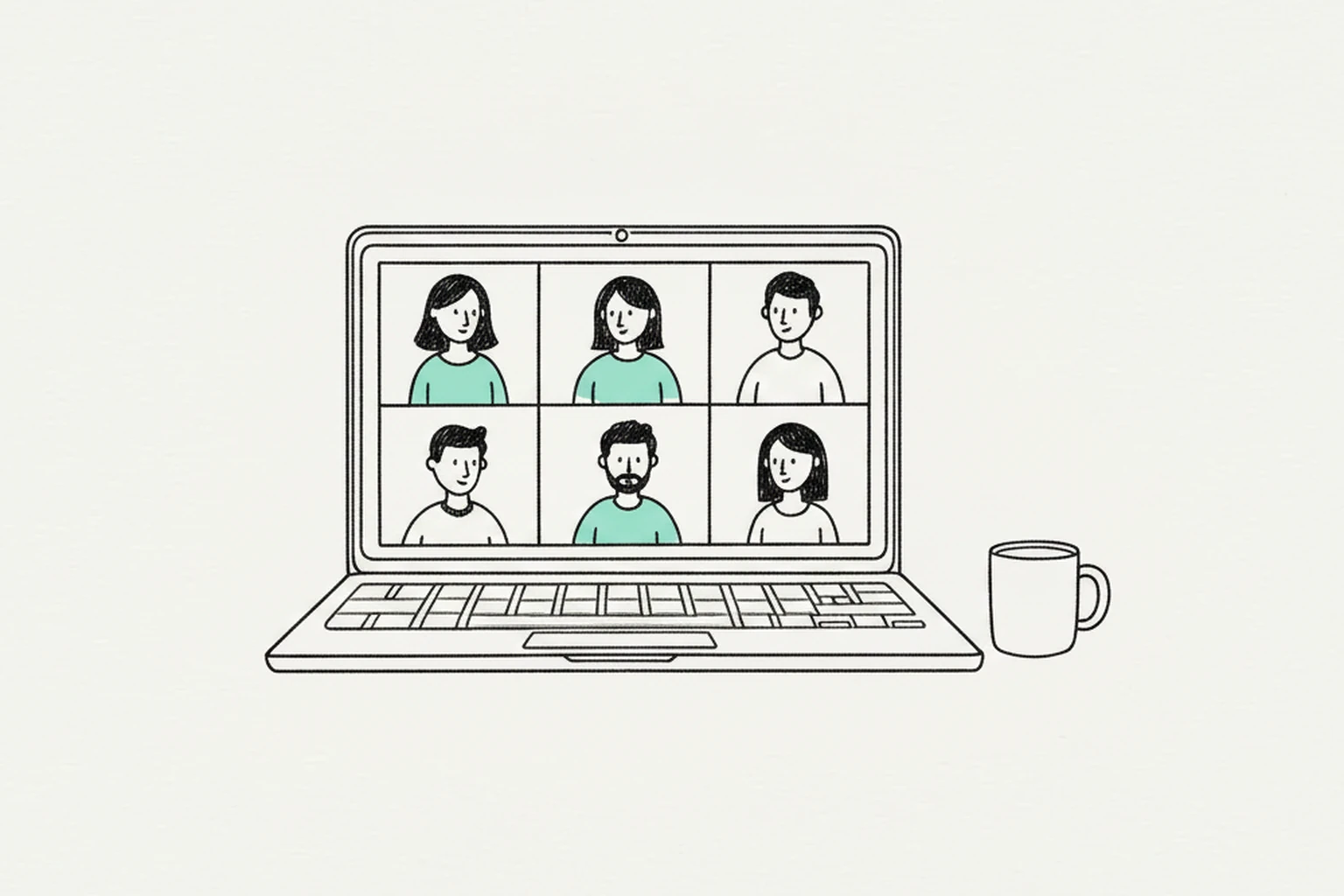 Illustration of a laptop showing a video call