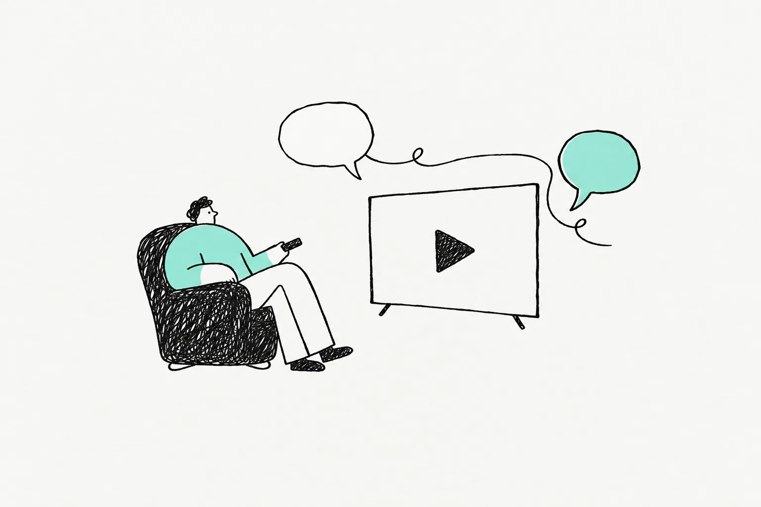 Illustration of a person watching a video with captions in two languages